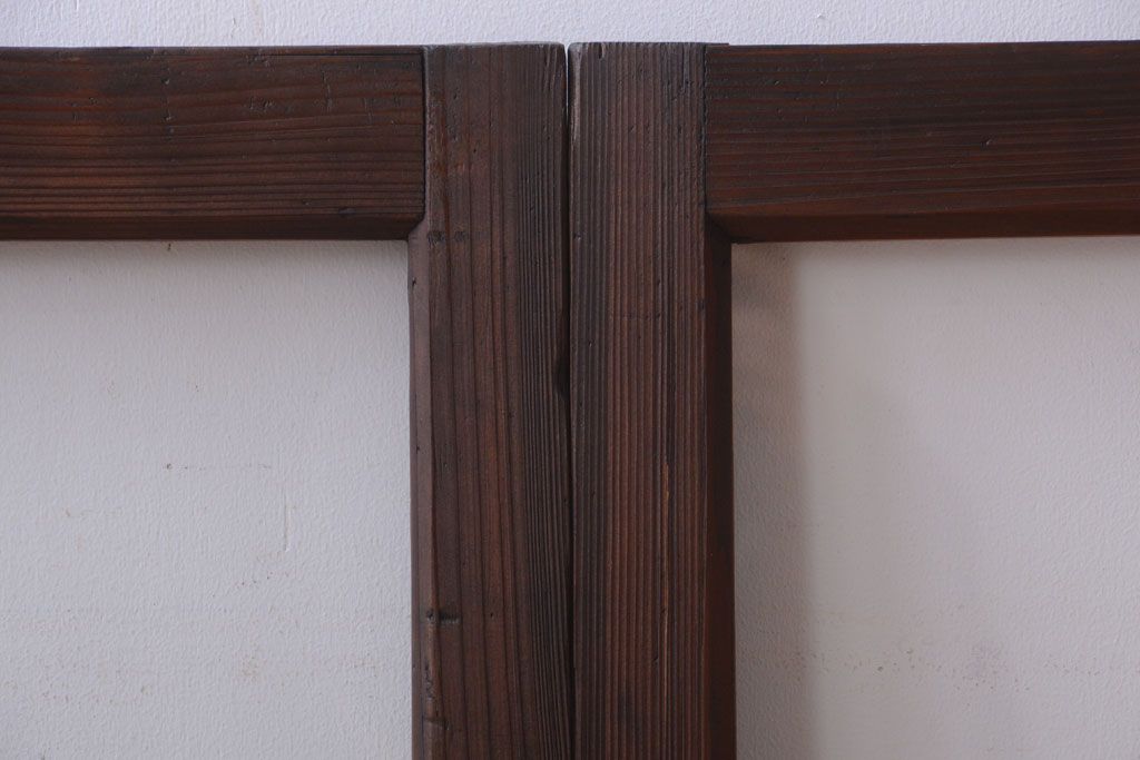 和製アンティーク　古い木のシンプルなガラス戸4枚セット(窓)