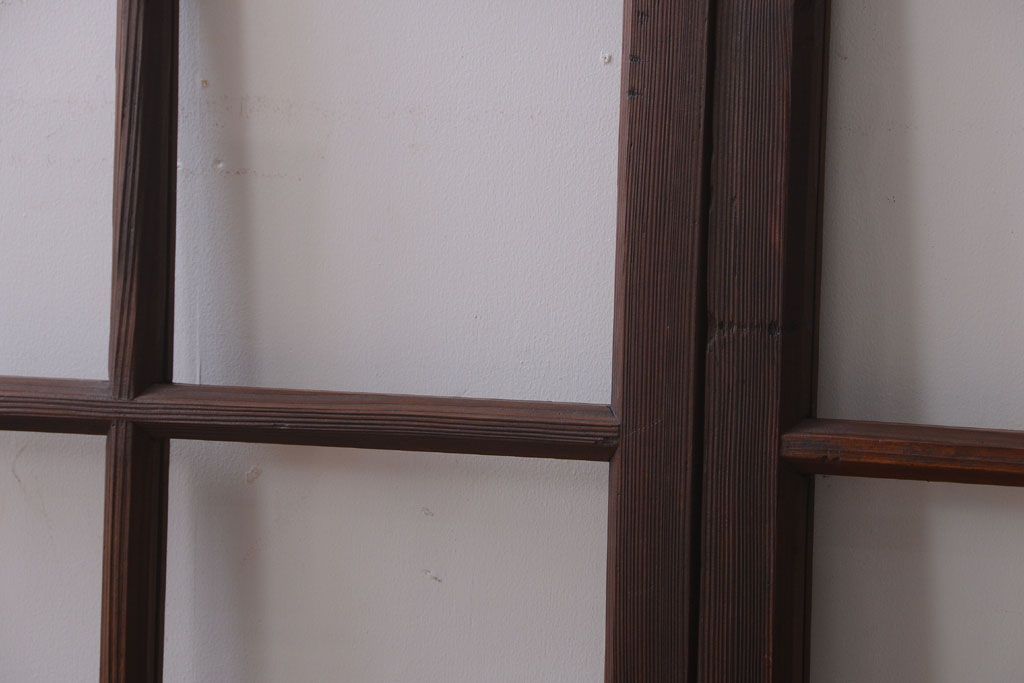 和製アンティーク　古い木のシンプルなガラス戸4枚セット(窓)