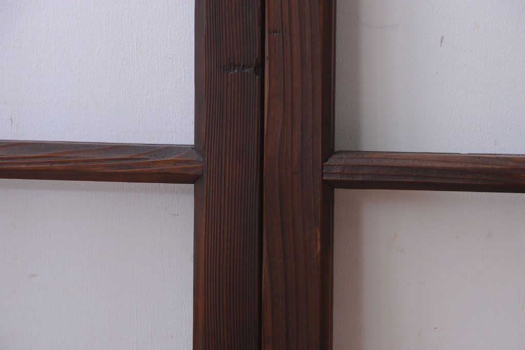 和製アンティーク　古い木のシンプルなガラス戸4枚セット(窓)