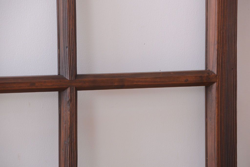 和製アンティーク　古い木のシンプルなガラス戸4枚セット(窓)