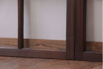 和製アンティーク　古い木のシンプルなガラス戸4枚セット(窓)