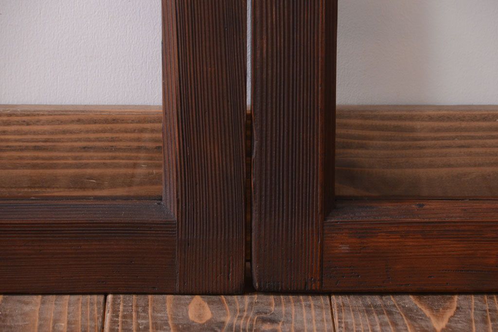 和製アンティーク　古い木のシンプルなガラス戸4枚セット(窓)