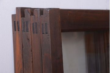 和製アンティーク　古い木のシンプルなガラス戸4枚セット(窓)