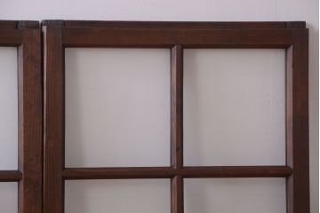 和製アンティーク　古い木のシンプルなガラス戸4枚セット(窓)
