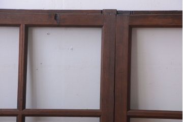 和製アンティーク　古い木のシンプルなガラス戸4枚セット(窓)