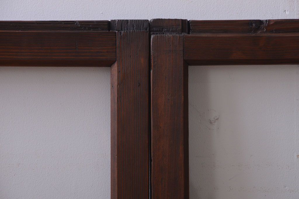 和製アンティーク　古い木のシンプルなガラス戸4枚セット(窓)