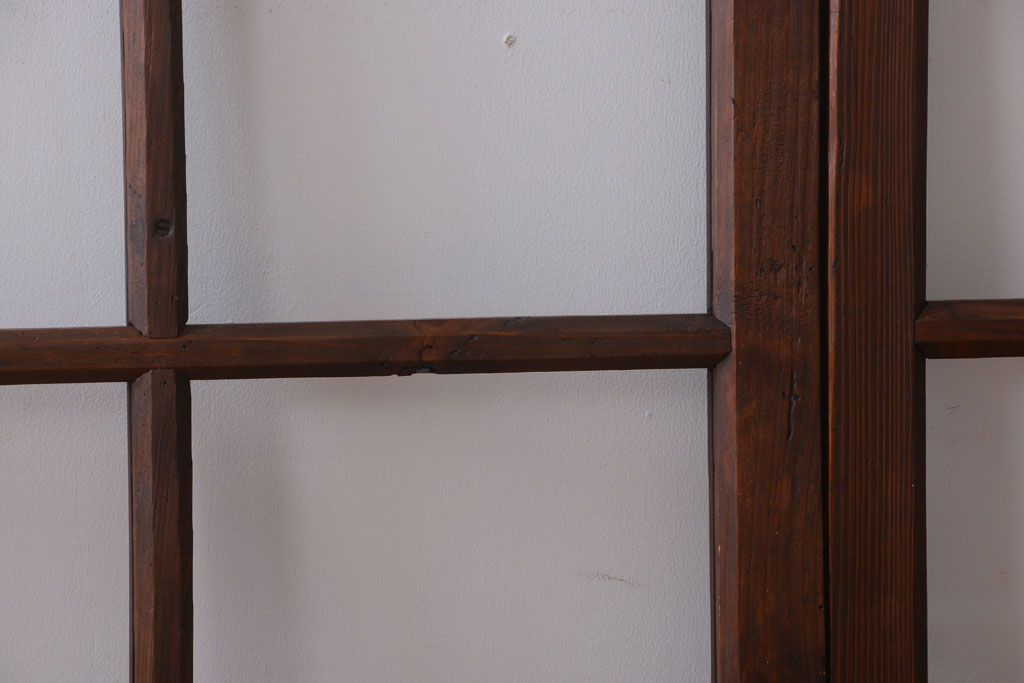 和製アンティーク　古い木のシンプルなガラス戸4枚セット(窓)