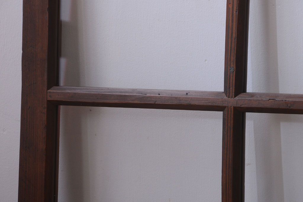 和製アンティーク　古い木のシンプルなガラス戸4枚セット(窓)