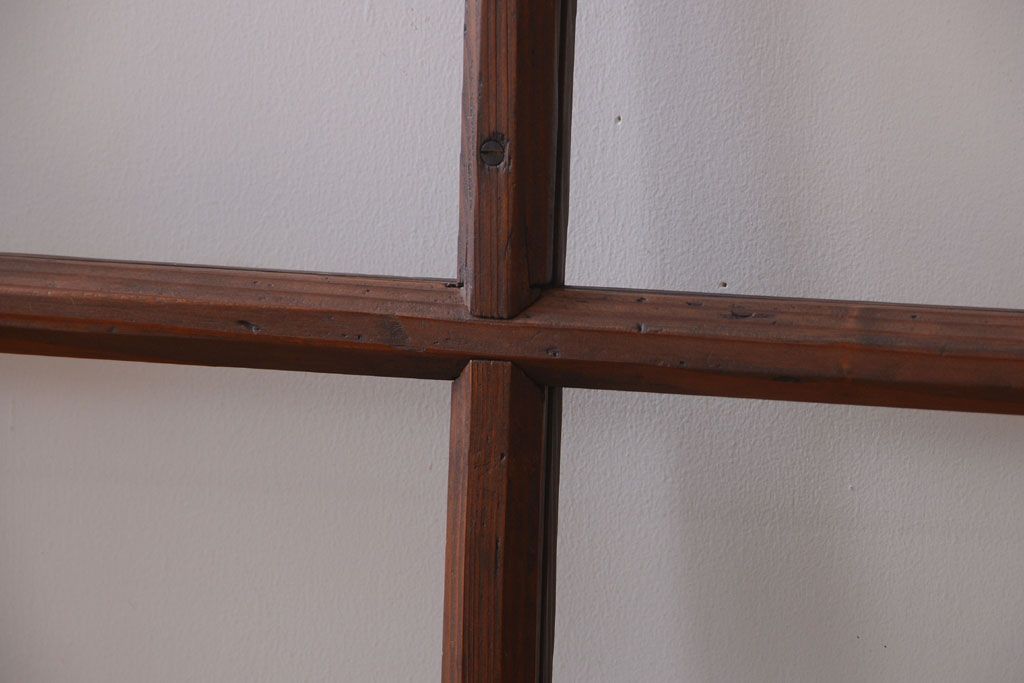 和製アンティーク　古い木のシンプルなガラス戸4枚セット(窓)