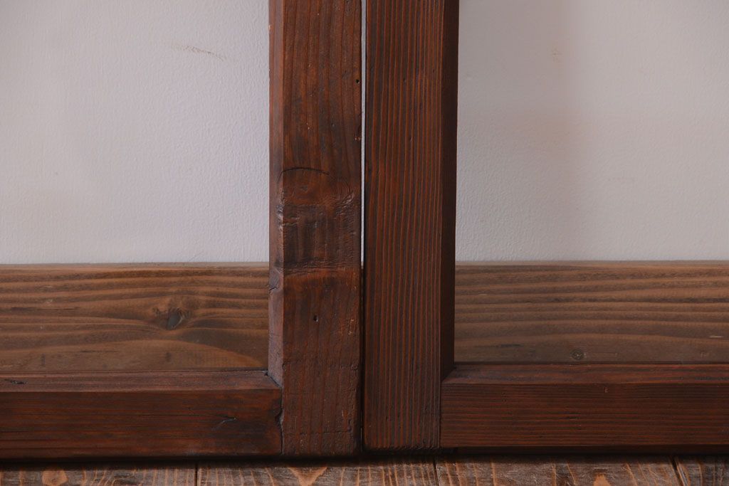 和製アンティーク　古い木のシンプルなガラス戸4枚セット(窓)