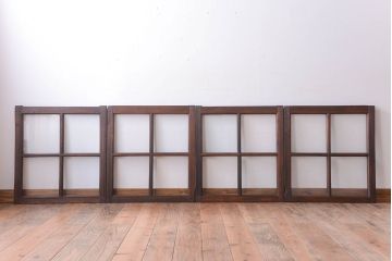 和製アンティーク　古い木のシンプルなガラス戸4枚セット(窓)(2)