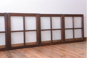和製アンティーク　古い木のシンプルなガラス戸4枚セット(窓)(2)