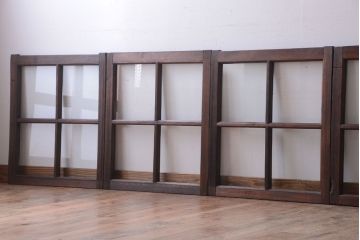 和製アンティーク　古い木のシンプルなガラス戸4枚セット(窓)(2)