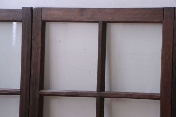 和製アンティーク　古い木のシンプルなガラス戸4枚セット(窓)(2)