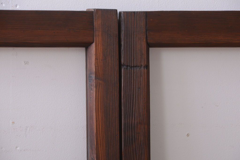 和製アンティーク　古い木のシンプルなガラス戸4枚セット(窓)(2)