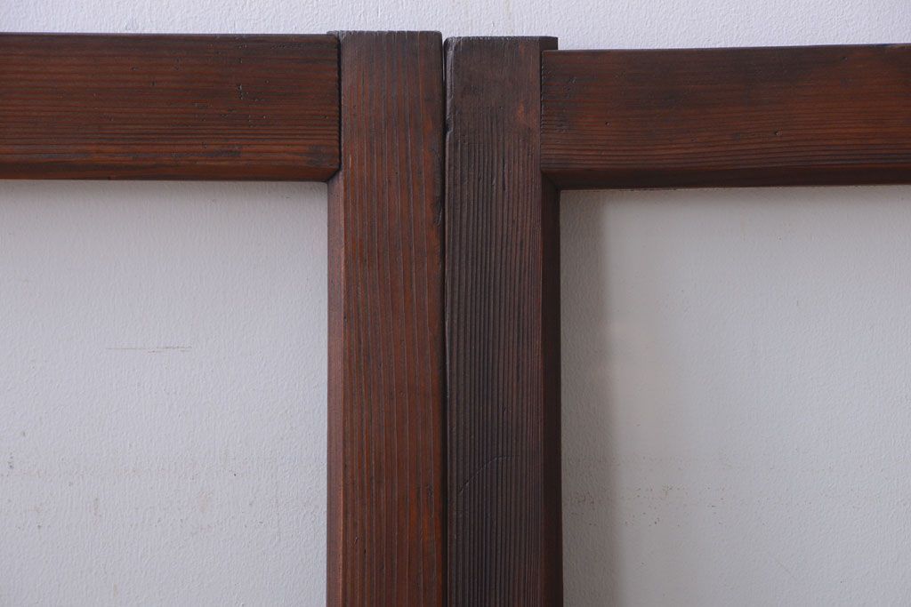 和製アンティーク　古い木のシンプルなガラス戸4枚セット(窓)(2)