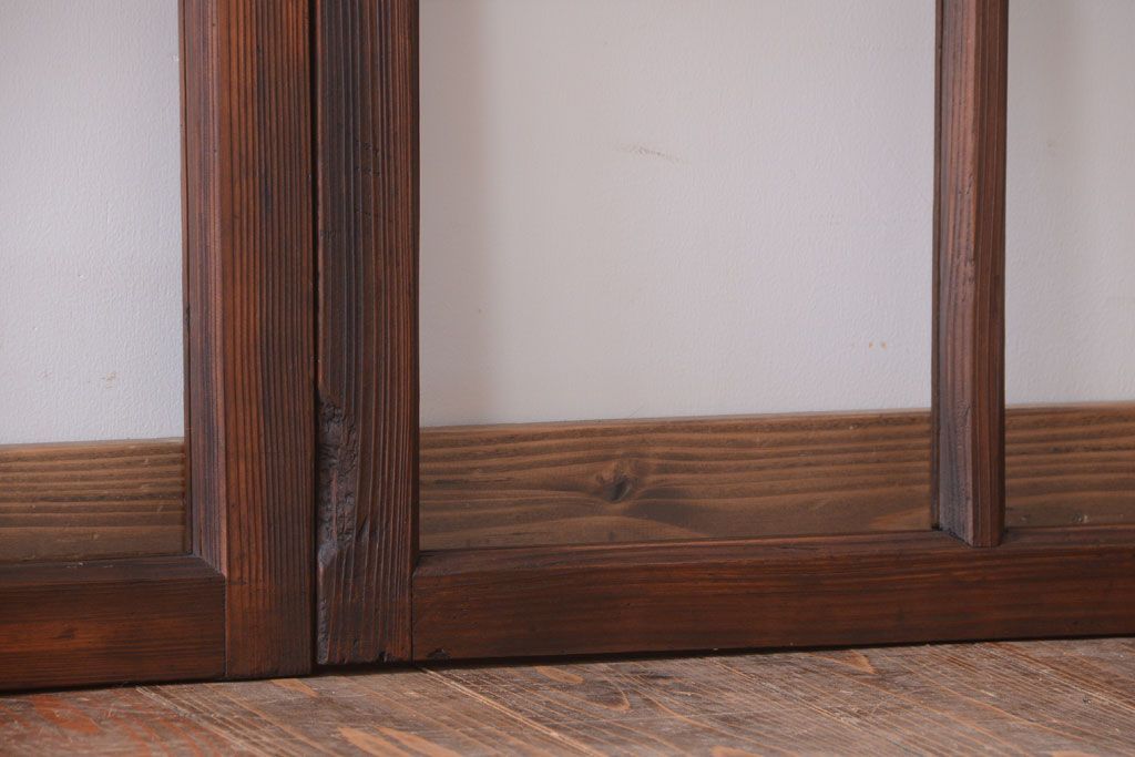 和製アンティーク　古い木のシンプルなガラス戸4枚セット(窓)(2)