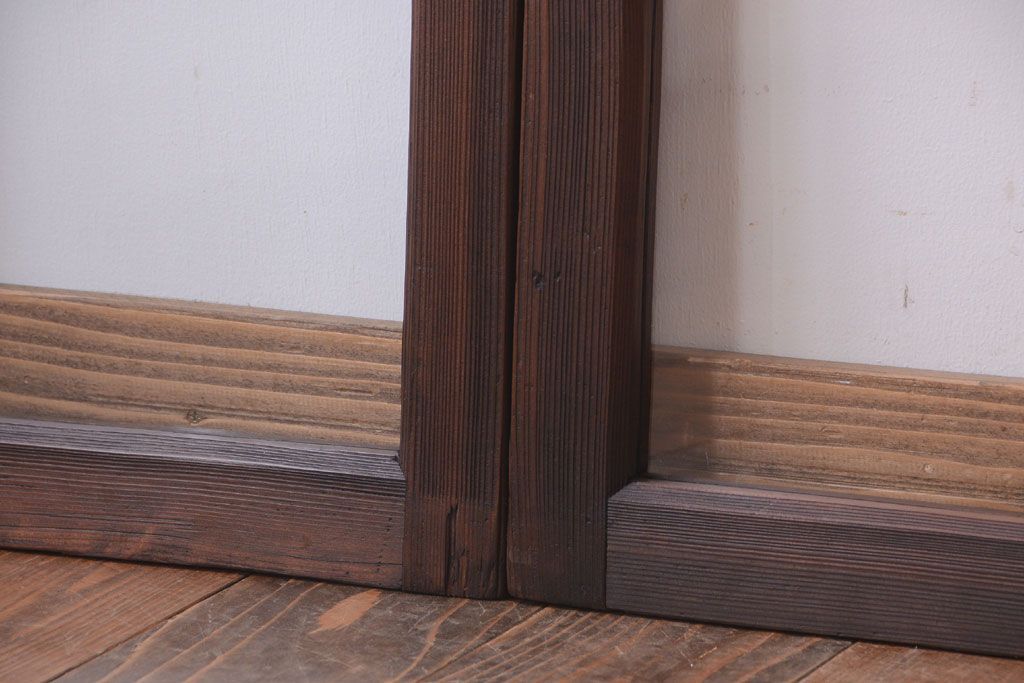 和製アンティーク　古い木のシンプルなガラス戸4枚セット(窓)(2)