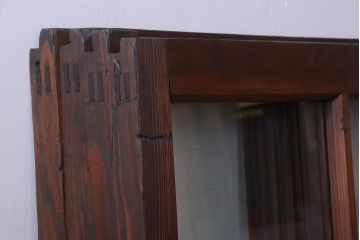 和製アンティーク　古い木のシンプルなガラス戸4枚セット(窓)(2)