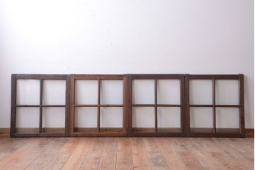 和製アンティーク　古い木のシンプルなガラス戸4枚セット(窓)(2)