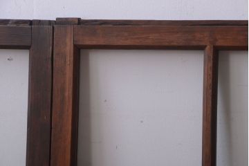 和製アンティーク　古い木のシンプルなガラス戸4枚セット(窓)(2)