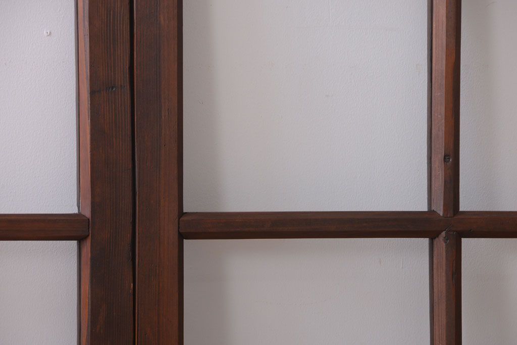 和製アンティーク　古い木のシンプルなガラス戸4枚セット(窓)(2)