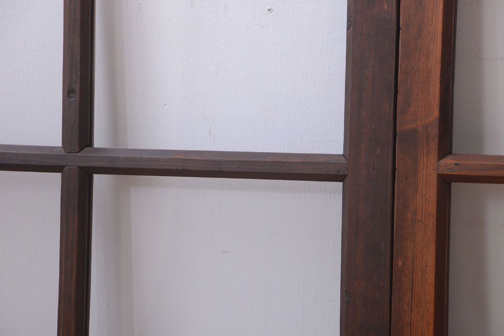 和製アンティーク　古い木のシンプルなガラス戸4枚セット(窓)(2)