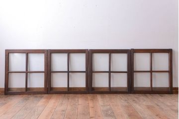 和製アンティーク　古い木のシンプルなガラス戸4枚セット(窓)(3)