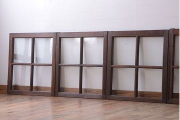 和製アンティーク　古い木のシンプルなガラス戸4枚セット(窓)(3)