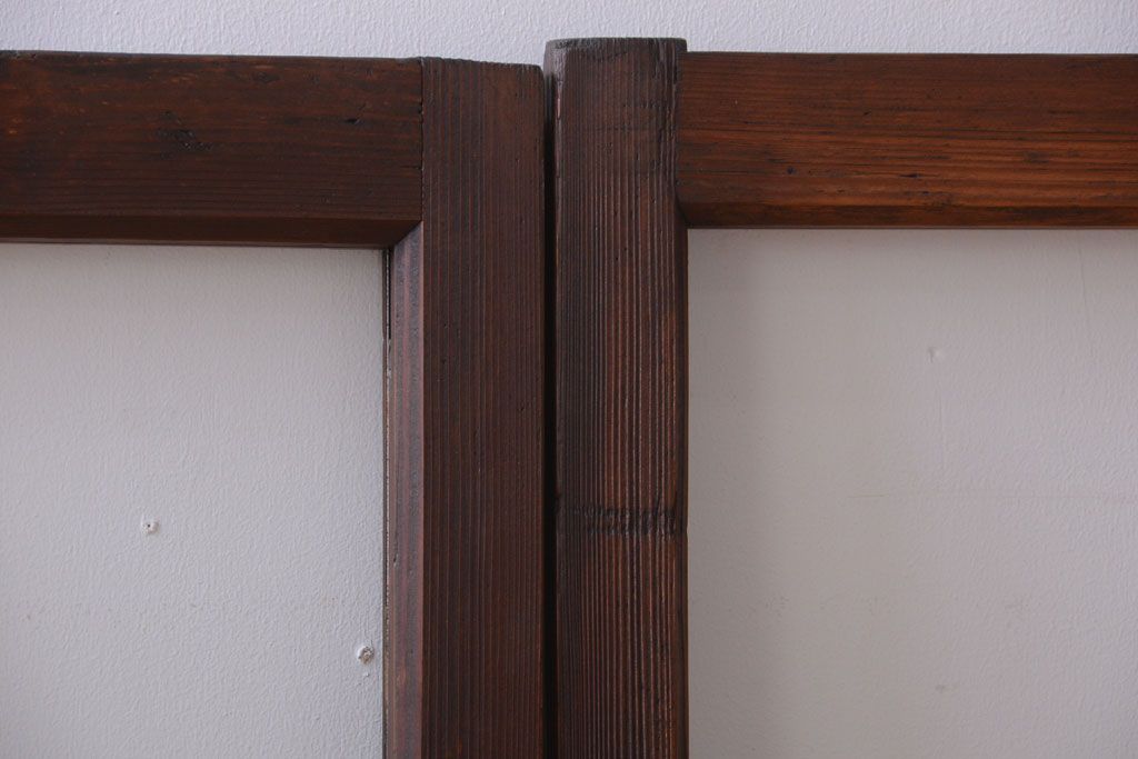 和製アンティーク　古い木のシンプルなガラス戸4枚セット(窓)(3)