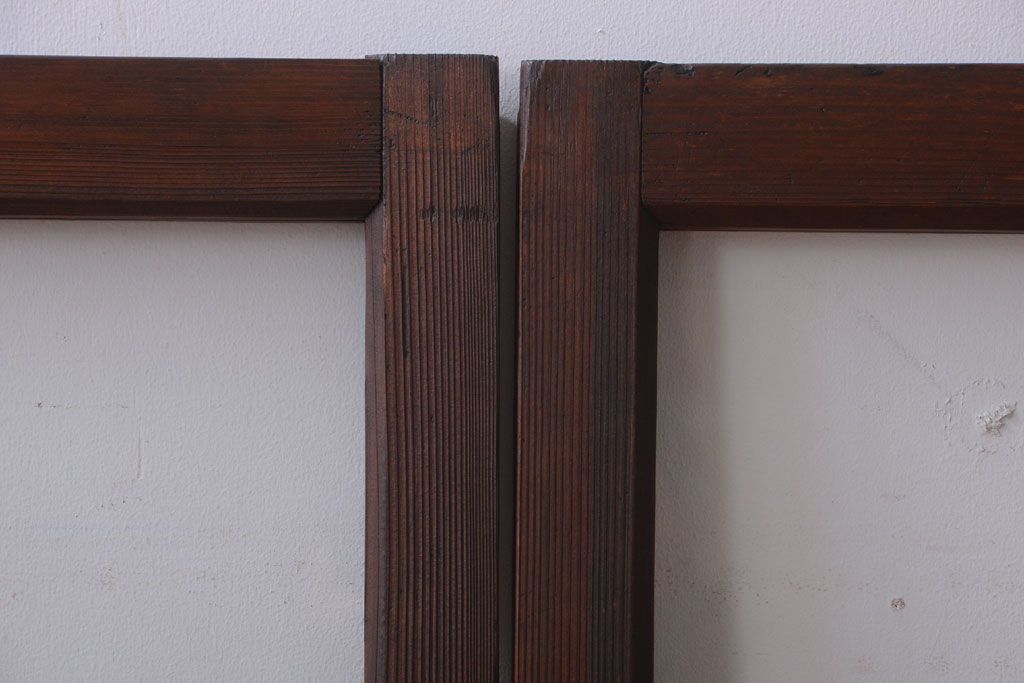 和製アンティーク　古い木のシンプルなガラス戸4枚セット(窓)(3)