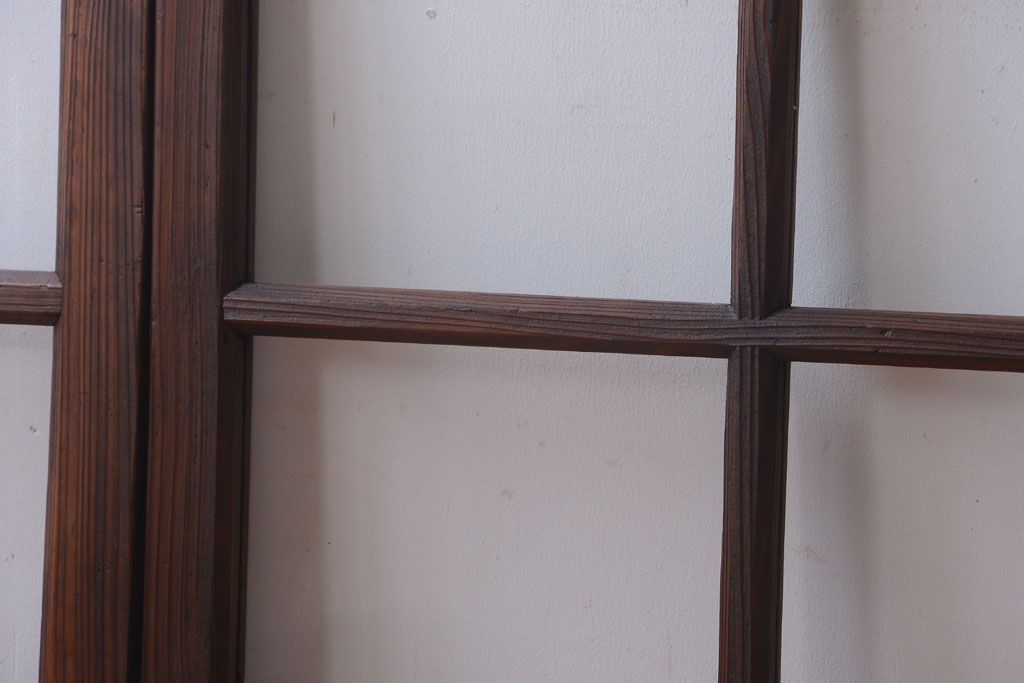 和製アンティーク　古い木のシンプルなガラス戸4枚セット(窓)(3)