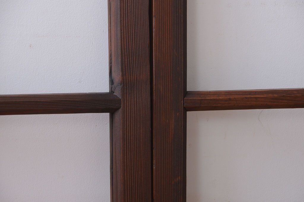 和製アンティーク　古い木のシンプルなガラス戸4枚セット(窓)(3)