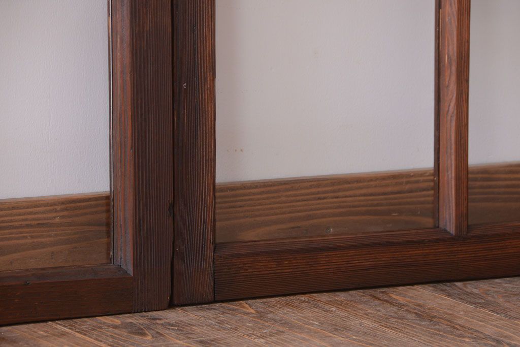 和製アンティーク　古い木のシンプルなガラス戸4枚セット(窓)(3)