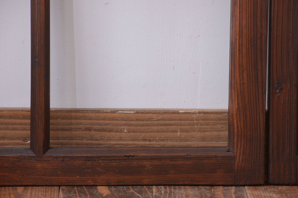 和製アンティーク　古い木のシンプルなガラス戸4枚セット(窓)(3)