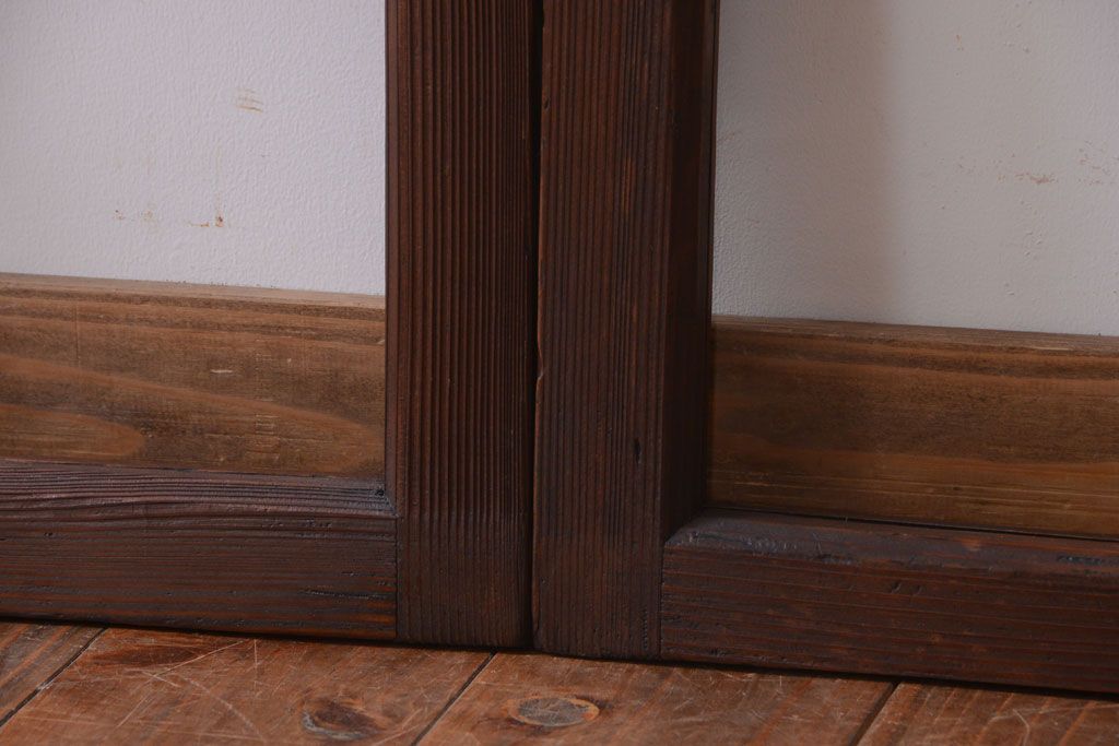 和製アンティーク　古い木のシンプルなガラス戸4枚セット(窓)(3)