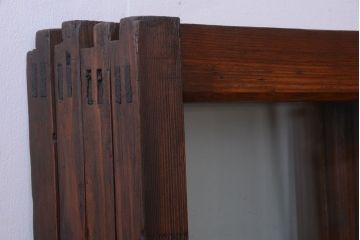 和製アンティーク　古い木のシンプルなガラス戸4枚セット(窓)(3)