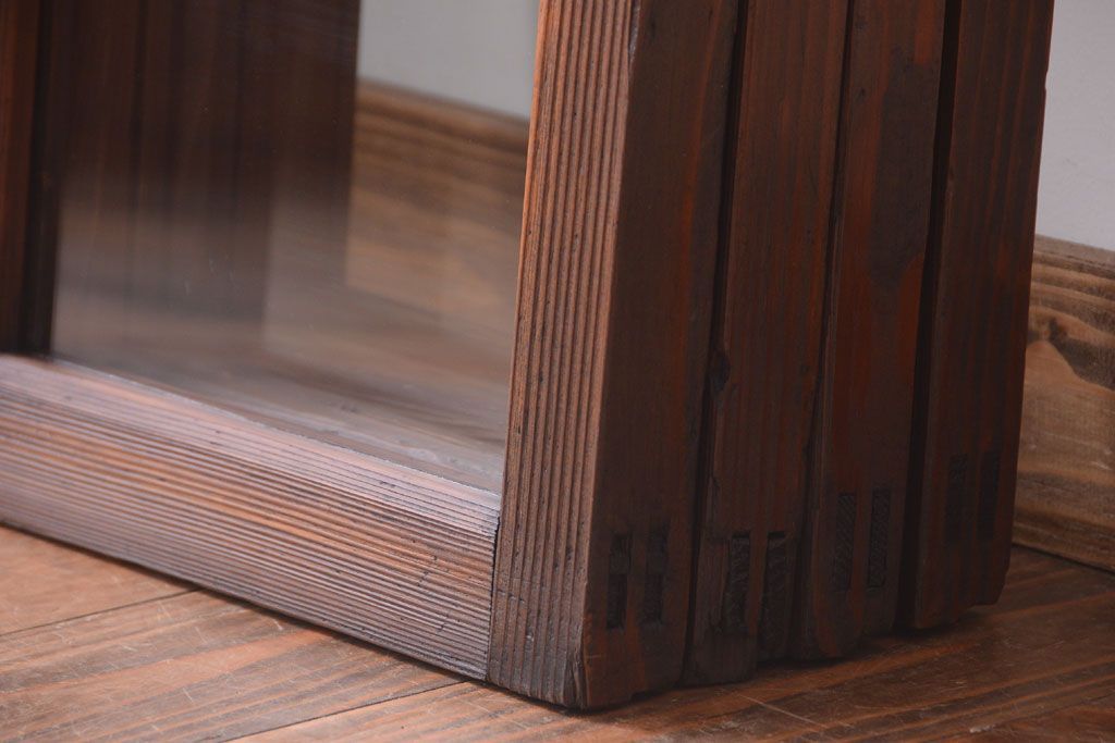 和製アンティーク　古い木のシンプルなガラス戸4枚セット(窓)(3)