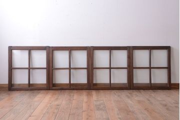和製アンティーク　古い木のシンプルなガラス戸4枚セット(窓)(3)