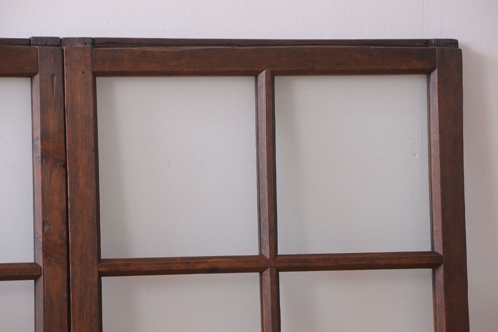 和製アンティーク　古い木のシンプルなガラス戸4枚セット(窓)(3)