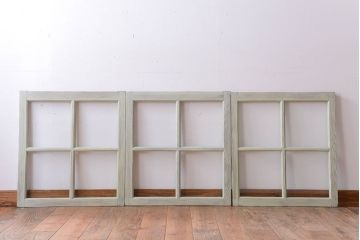 アンティークペイント　爽やかなガラス戸3枚セット(窓)