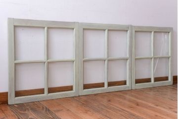 アンティークペイント　爽やかなガラス戸3枚セット(窓)