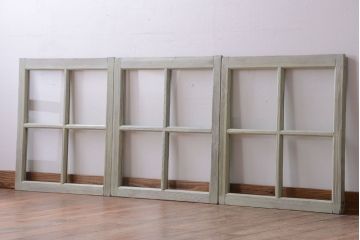 アンティークペイント　爽やかなガラス戸3枚セット(窓)