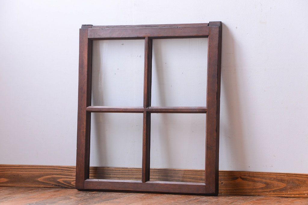 和製アンティーク　古い木のシンプルなガラス戸(窓)