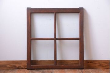 和製アンティーク　古い木のシンプルなガラス戸(窓)