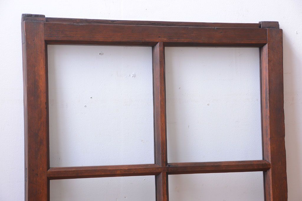 和製アンティーク　古い木のシンプルなガラス戸(窓)