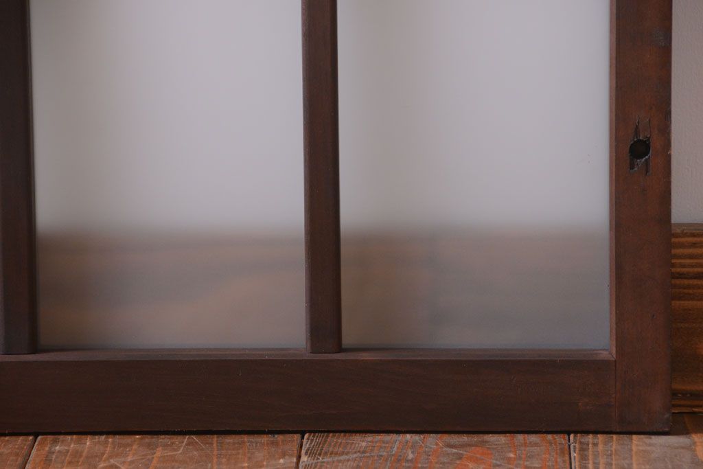 和製アンティーク　すりガラス使用!古い横長ガラス戸(窓)