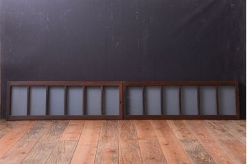 和製アンティーク　すりガラス使用!古い横長ガラス戸2枚セット(窓)