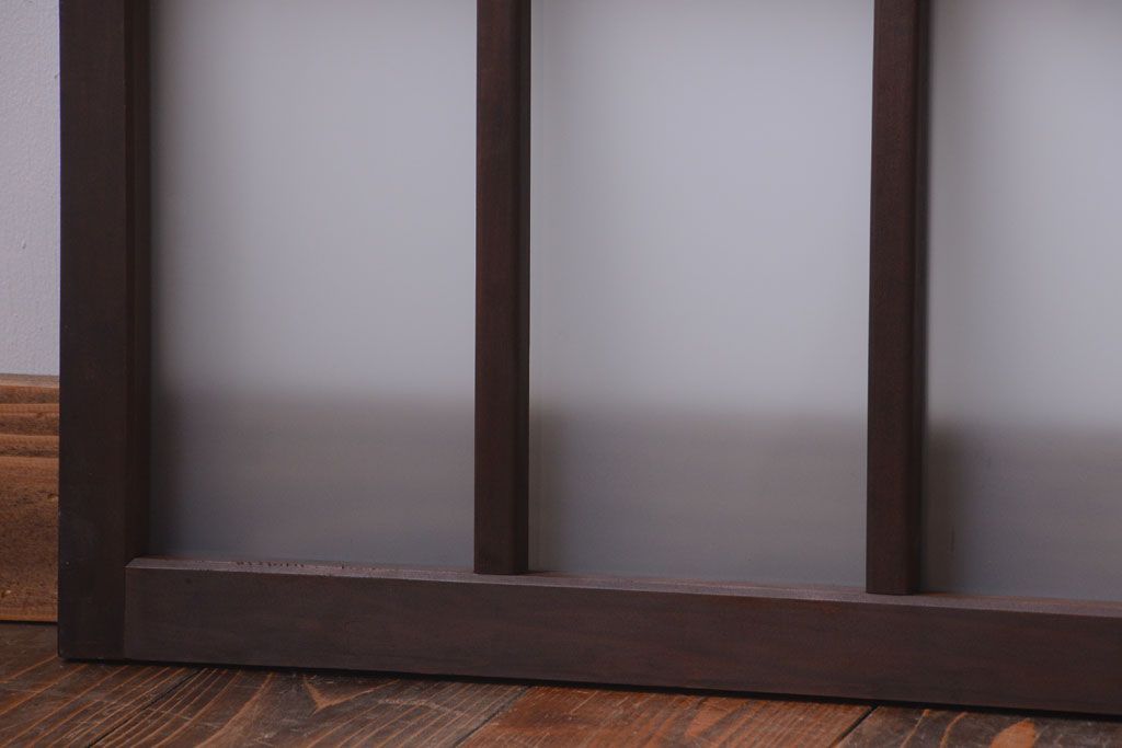 和製アンティーク　すりガラス使用!古い横長ガラス戸2枚セット(窓)