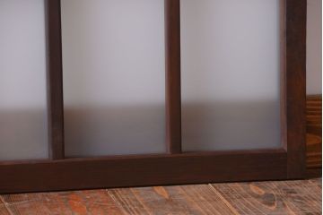 和製アンティーク　すりガラス使用!古い横長ガラス戸2枚セット(窓)